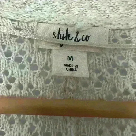 Style & Co‎ Natural Heather Ivory Open-Front Cardigan M - Picture 2 of 5